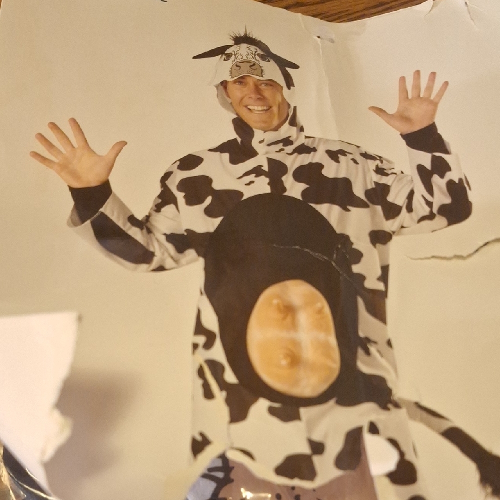 Men's Cow Costume with Black and White Pattern